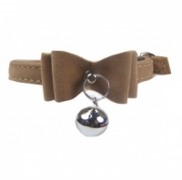 Taupe Velvet Bow Bell Cat Collar